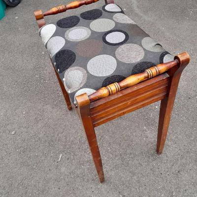 Vintage bench with seat storage with new upholstered top