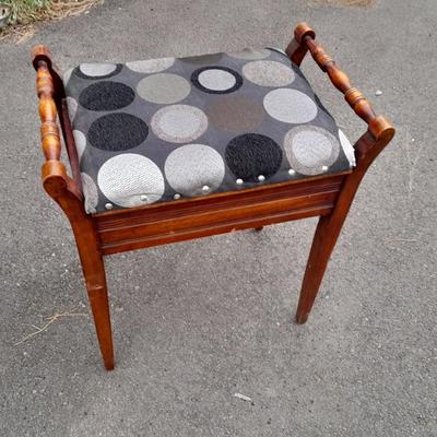 Vintage bench with seat storage with new upholstered top