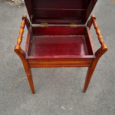 Vintage bench with seat storage with new upholstered top
