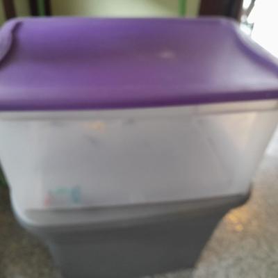 Four Plastic Storage totes of various sizes