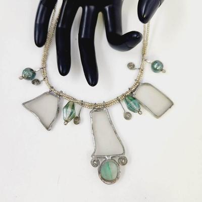 STUNNING STAINED GLASS HANDCRAFTED SEED BEAD NECKLACE