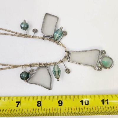STUNNING STAINED GLASS HANDCRAFTED SEED BEAD NECKLACE