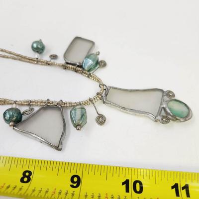 STUNNING STAINED GLASS HANDCRAFTED SEED BEAD NECKLACE