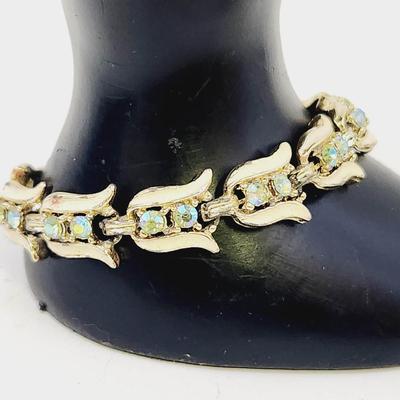 VINTAGE BEAUTIFUL TULIP & RHINESTONE BRACELET
