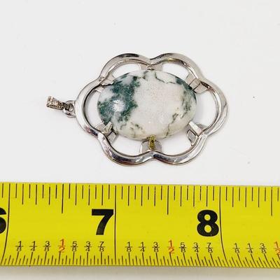 TREE AGATE SILVER TONED PENDANT