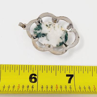 TREE AGATE SILVER TONED PENDANT