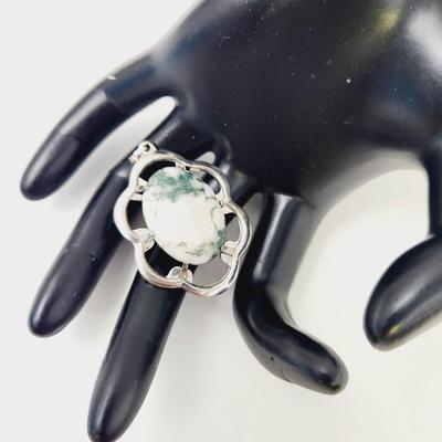TREE AGATE SILVER TONED PENDANT