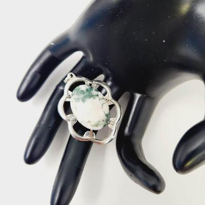 TREE AGATE SILVER TONED PENDANT