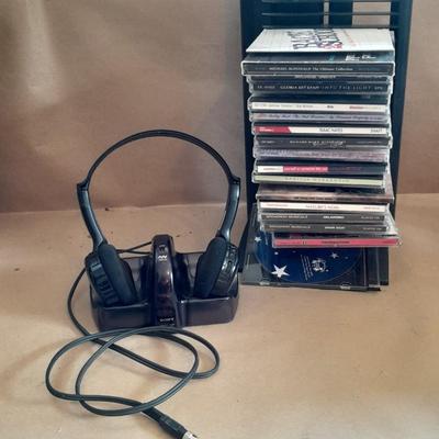 Sony Infrared stereo transmitterTMR-IF240R headphones with charger and Music on CD