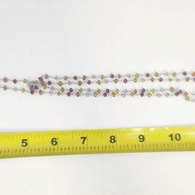 STUNNING BEADED CHAIN NECKLACE W/ BEAUTIFUL PURPLE PENDANT STONE