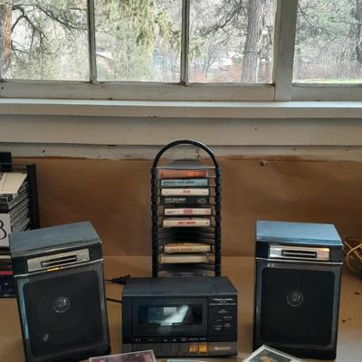 Realistic SCP-32 Electric stereo cassette tape player with tapes and extra speakers