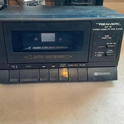 Realistic SCP-32 Electric stereo cassette tape player with tapes and extra speakers