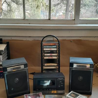 Realistic SCP-32 Electric stereo cassette tape player with tapes and extra speakers
