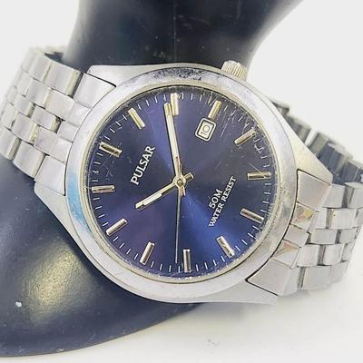 PULSAR #784017 QUARTZ BLUE FACED WATCH