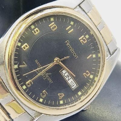 ARMITRON 20/1143D GMOO3 SILVER TONE W/ GOLD TONED TRIMMED MENS WATCH