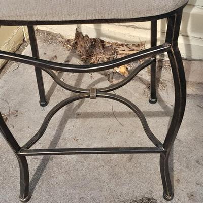 Two matching metal base fabric covered Bar stools