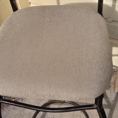 Two matching metal base fabric covered Bar stools