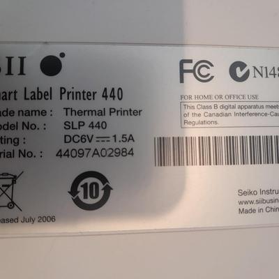 SII Smart Label Thermal Printer 440 with ink and more model number SLP 440