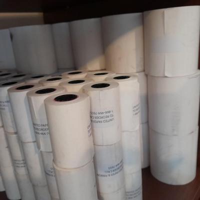 23 Large rolls, and 62 small rolls of NEW receipt paper