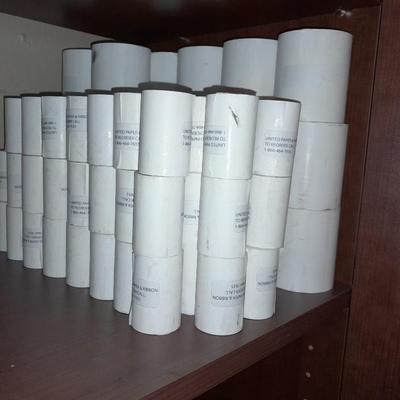 23 Large rolls, and 62 small rolls of NEW receipt paper