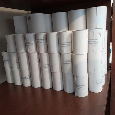 23 Large rolls, and 62 small rolls of NEW receipt paper