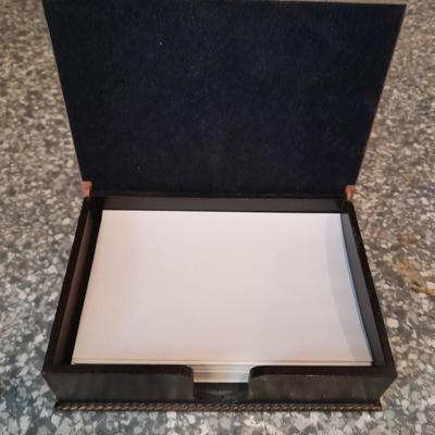 Executive Desk accessories, all wood / metal address book, paper organizer, pen jar, pen holder and a writing pad
