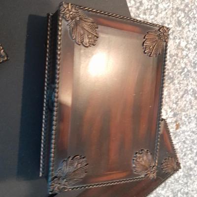 Executive Desk accessories, all wood / metal address book, paper organizer, pen jar, pen holder and a writing pad