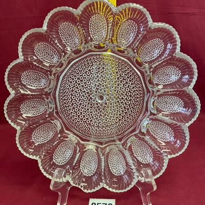 11â€Indiana glass, hobnail deviled egg dish