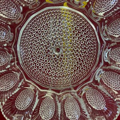 11â€Indiana glass, hobnail deviled egg dish