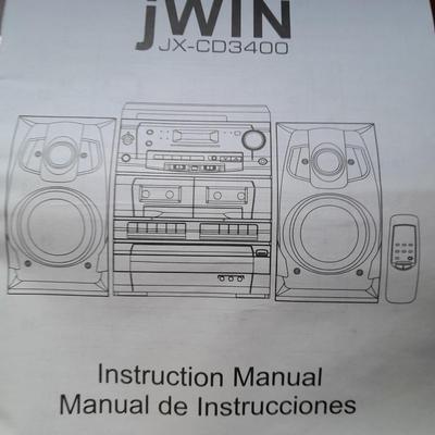 jWIN JX-CD3400 WORKING Stereo system remote 3 disk cd/cassette/tuner/ turntable