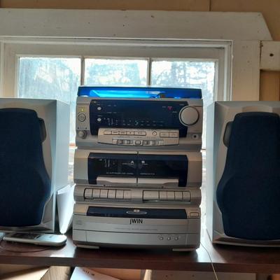 jWIN JX-CD3400 WORKING Stereo system remote 3 disk cd/cassette/tuner/ turntable
