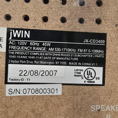 jWIN JX-CD3400 WORKING Stereo system remote 3 disk cd/cassette/tuner/ turntable