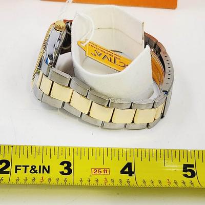 NEW ACTIVA SILVERTONED & GOLDTONED WHITE FACED WATCH IN ORIGINAL PACKAGING