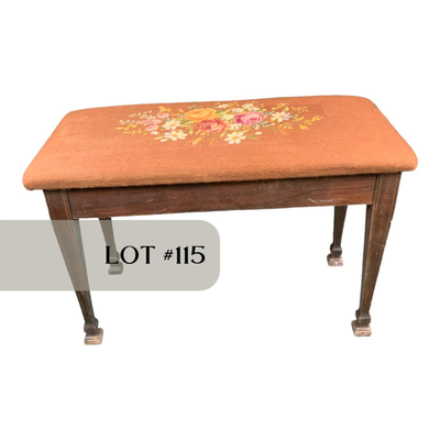 Lot 115 | Antique Needlepoint Piano Bench