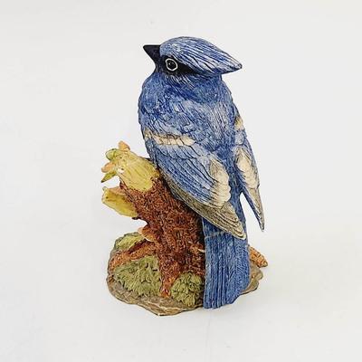 BEAUTIFUL BLUE BIRD RESIN FIGURINE