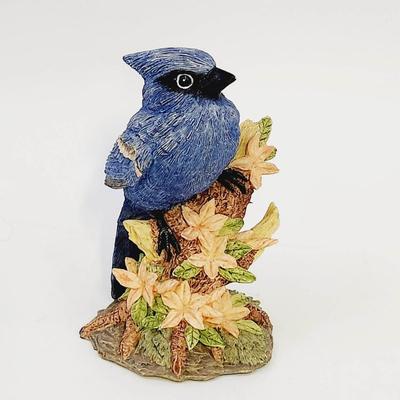 BEAUTIFUL BLUE BIRD RESIN FIGURINE