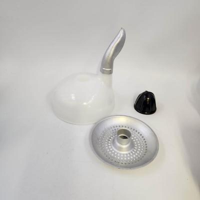 ANTIQUE MILK GLASS JUICER W/ ATTACHMENTS