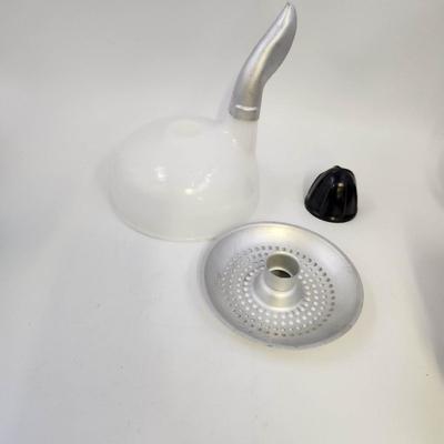 ANTIQUE MILK GLASS JUICER W/ ATTACHMENTS