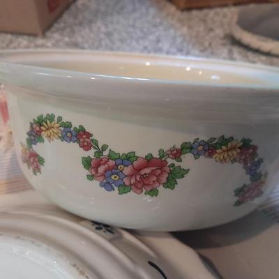 Vintage Hall China Co. Forman Bro's vegetable bowl and other dishware