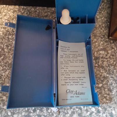 230 paper stencils, Lazy Susan style Desk organizer, felt lined box and Dissection kit case