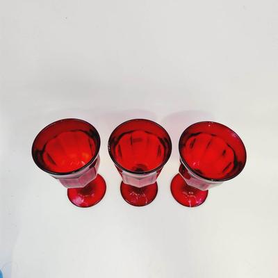 3 - VINTAGE NORITAKR EMBER FIRE RUBY RED PROVINCIAL GOBLETS