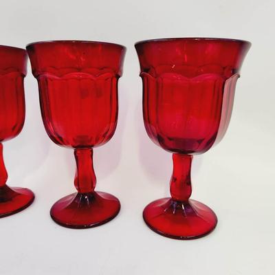 3 - VINTAGE NORITAKR EMBER FIRE RUBY RED PROVINCIAL GOBLETS