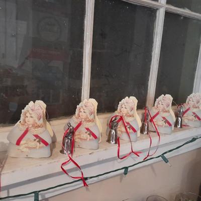 6 Reed & Barton 12 days of Christmas Bells and new/ vintage looking girl gift box ornaments