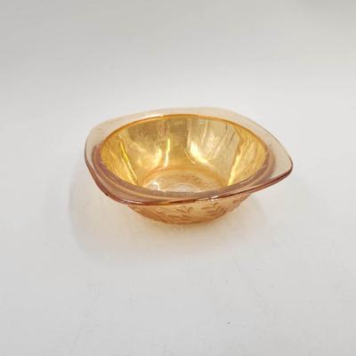 VINTAGE IRIDESCENT PEACH FLORAGOLD BOWL