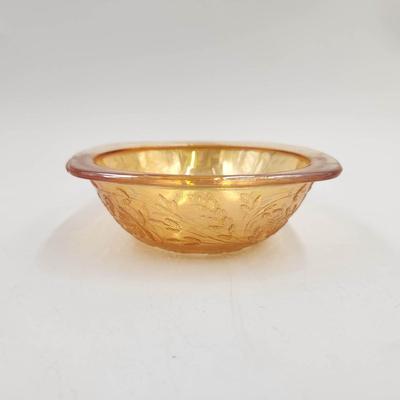 VINTAGE IRIDESCENT PEACH FLORAGOLD BOWL
