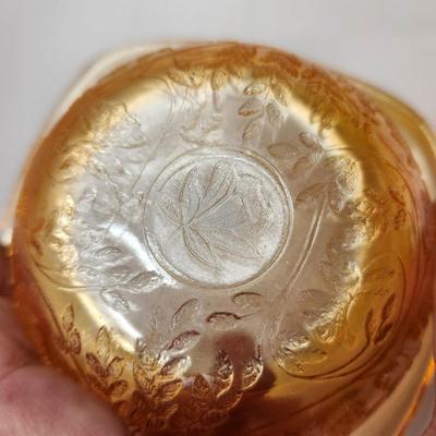 VINTAGE IRIDESCENT PEACH FLORAGOLD BOWL