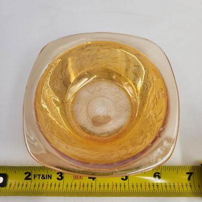 VINTAGE IRIDESCENT PEACH FLORAGOLD BOWL