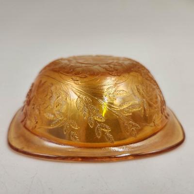 VINTAGE IRIDESCENT PEACH FLORAGOLD BOWL