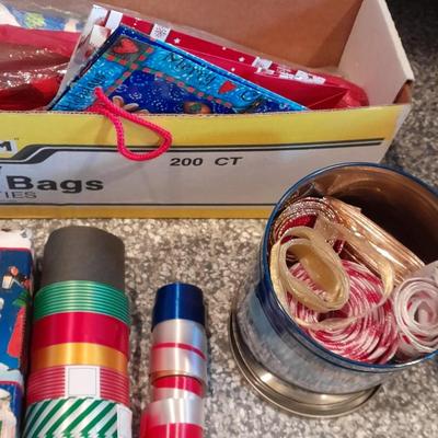 Christmas wrapping, Ribbon, boxes, bags and more