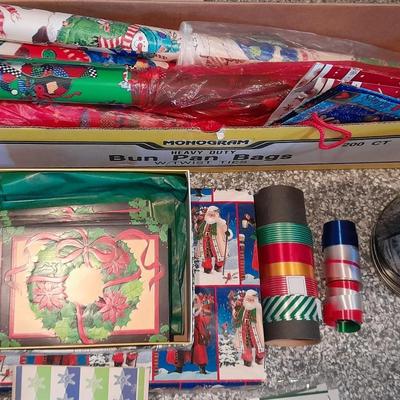 Christmas wrapping, Ribbon, boxes, bags and more